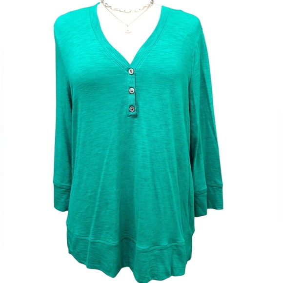 Chico’s Green Henley Side Slit Tunic | NWT - Picture 1 of 7